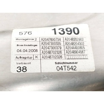 Recambio de elevalunas trasero izquierdo para mercedes-benz clase c (w204) berlina 2.2 cdi cat referencia OEM IAM A2047300379 A2