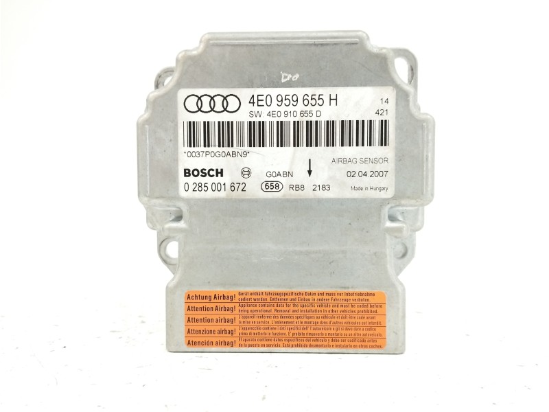 Recambio de centralita airbag para audi a8 (4e2) 3.0 v6 24v tdi referencia OEM IAM 4E0959655H 0285001672 