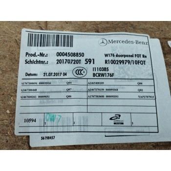 Recambio de guarnecido puerta trasera derecha para mercedes-benz clase a (w176) a 200 d motorsport edition (176.008) referencia 