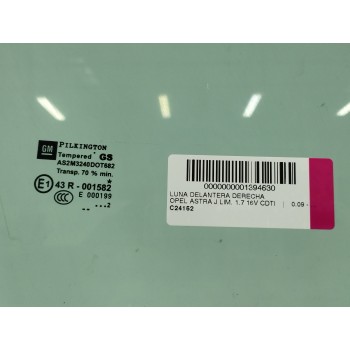 Recambio de luna delantera derecha para opel astra j lim. 1.7 16v cdti referencia OEM IAM   