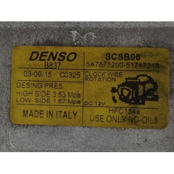 Recambio de compresor aire acondicionado para ford ka (ccu) 1.2 8v cat referencia OEM IAM 51747318 5A7875200 