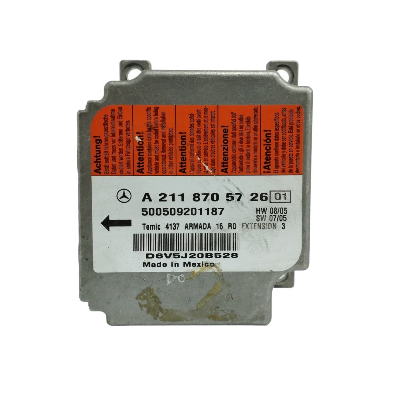 Recambio de centralita airbag para mercedes-benz clase e (w211) berlina 3.5 v6 cat referencia OEM IAM A2118705726  