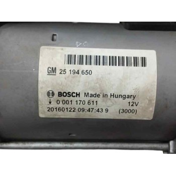 Recambio de motor arranque para opel adam 1.4 16v cat (a 14 xel / ldd / l2z) referencia OEM IAM 25194650 0001170611 