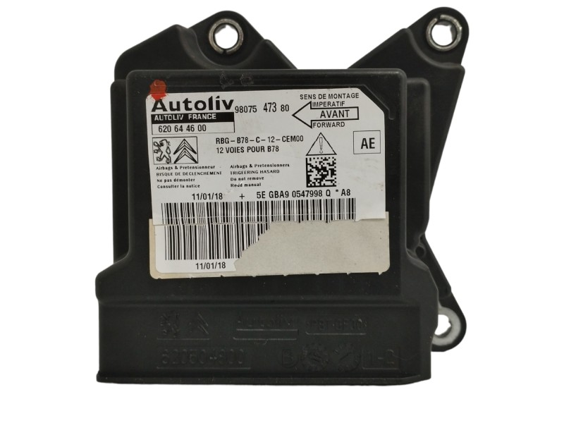 Recambio de centralita airbag para citroën c4 picasso 1.2 12v e-thp referencia OEM IAM 9807547380 620644600 Recambio de centralita airbag para citroën c4 picasso 1.2 12v e-thp referencia OEM IAM 9807547380 620644600