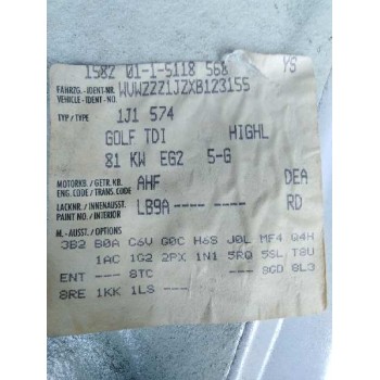 volkswagen golf iv berlina (1j1) del año 1999