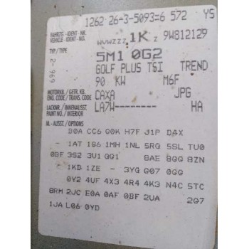 volkswagen golf plus (5m1) del año 2008