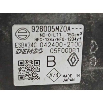 Recambio de compresor aire acondicionado para renault megane e-tech suv ev40 (bnj2) referencia OEM IAM 926005MZ0A 05F00061 