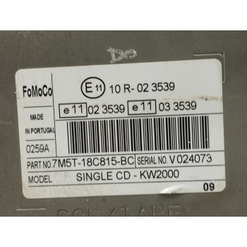 Recambio de sistema audio / radio cd para ford tourneo connect (tc7) 1.8 tdci cat referencia OEM IAM 7M5T18C815BC  