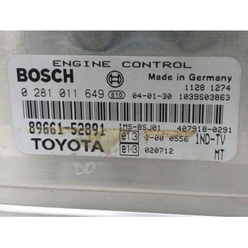 Recambio de centralita motor uce para toyota yaris (_p1_) 1.4 d-4d (nlp10_) referencia OEM IAM 8966152891 0281011649 896605C011