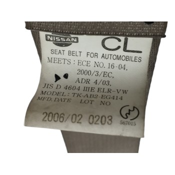 Recambio de cinturon seguridad delantero izquierdo para nissan x-trail (t30) 2.2 dci diesel cat referencia OEM IAM TKAB2EG414  