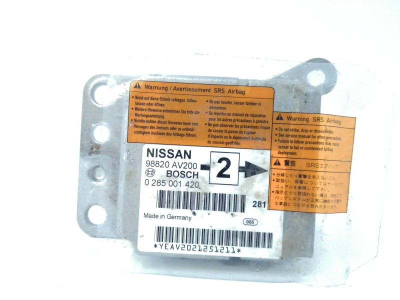 Recambio de centralita airbag para nissan primera berlina (p12) 2.2 16v turbodiesel cat referencia OEM IAM 98820AV200 0285001420