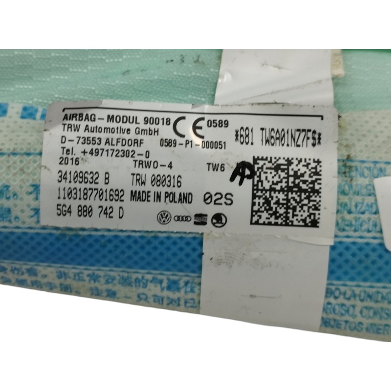 AIRBAG CORTINA DELANTERO DERECHO