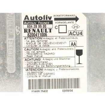 Recambio de centralita airbag para renault megane ii berlina 5p 1.4 16v referencia OEM IAM 8200411006 604289900 