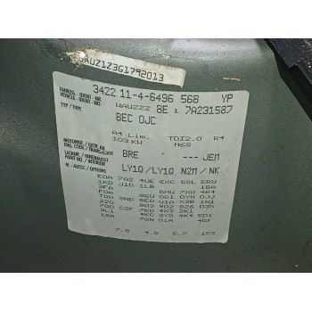Recambio de carroceria corte para audi a4 berlina (8e) 2.0 tdi referencia OEM IAM   