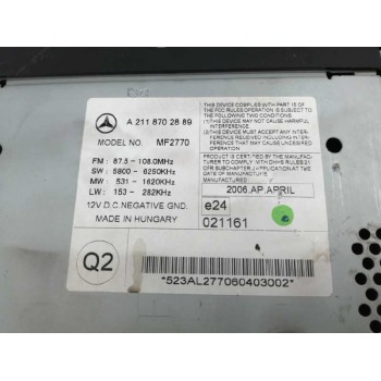 Recambio de sistema audio / radio cd para mercedes-benz clase e (w211) berlina 3.0 v6 cat referencia OEM IAM A2118702889 CROMADO