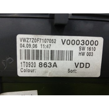 Recambio de cuadro instrumentos para volkswagen caddy iii monospace (2kb, 2kj, 2cb, 2cj) 1.9 tdi referencia OEM IAM 1T0920863A  