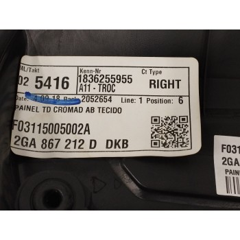 Recambio de guarnecido puerta trasera derecha para volkswagen t-roc 1.0 tsi referencia OEM IAM 2GA867212 NEGRO 