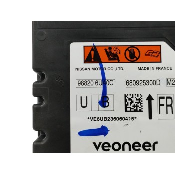 Recambio de centralita airbag para nissan qashqai iii (j12) (2021 - ...) 1.3 dig-t hibrido suave referencia OEM IAM 988206UA0C  