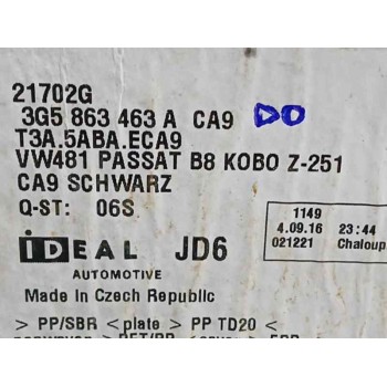 Recambio de alfombra maletero para volkswagen passat b8 (3g2, cb2) 1.4 tsi 150 cv referencia OEM IAM 3G5863463A 3G5863463ACA9 