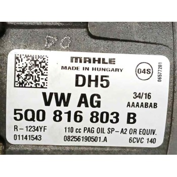 Recambio de compresor aire acondicionado para volkswagen passat b8 (3g2, cb2) 1.4 tsi 150 cv referencia OEM IAM 5Q0816803B  