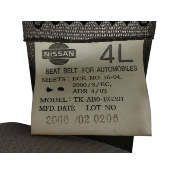 Recambio de cinturon seguridad trasero izquierdo para nissan x-trail (t30) 2.2 dci diesel cat referencia OEM IAM TKAB0EG391  