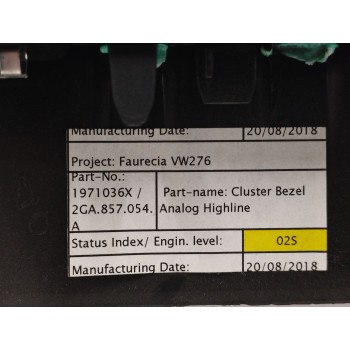 Recambio de tapas cuadro instrumentos para volkswagen t-roc 1.0 tsi referencia OEM IAM 2GA857054  