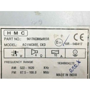 Recambio de sistema audio / radio cd para hyundai i20 i (pb, pbt) 1.2 referencia OEM IAM 96170C8050RDR AC110C8EE 