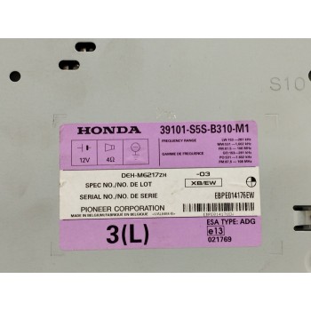 Recambio de sistema audio / radio cd para honda civic berlina 3 (ep1/2) 1.6 vtec cat (d 16 v 1) referencia OEM IAM 39101S5SB310M