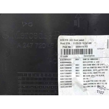 Recambio de guarnecido puerta delantera derecha para mercedes-benz gla (h247) gla 200 d (247.712) referencia OEM IAM A2477204602