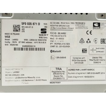 Recambio de pantalla multifuncion para seat leon st (5f8) 2.0 tdi referencia OEM IAM 5F0035871D  