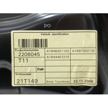 Recambio de elevalunas trasero izquierdo para mercedes-benz clase gl (x164) gl 320 cdi 4-matic (164.822) referencia OEM IAM A164