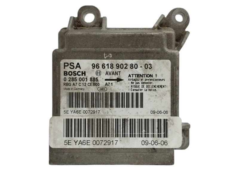 Recambio de centralita airbag para peugeot 207 1.4 hdi referencia OEM IAM 9661890280 0285001885 