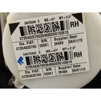Recambio de cinturon seguridad trasero derecho para fiat nuova 500 (150) 1.2 cat referencia OEM IAM 07354925760  