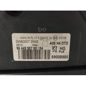 Recambio de faro derecho para peugeot 1007 1.4 hdi referencia OEM IAM 9644998780 PARA PULIR OBSERVAR FOTOS