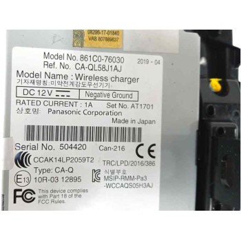 Recambio de modulo electronico para lexus ux(za10) (2018) 2.0 hibrido referencia OEM IAM 861C076030 CARGA INALAMBRICA 