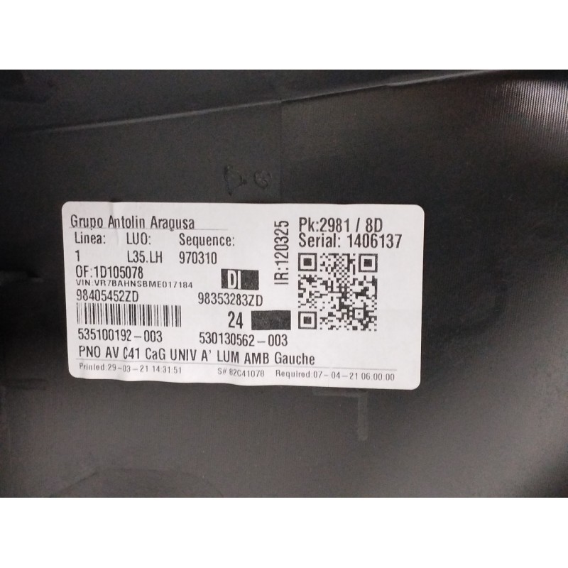 GUARNECIDO PUERTA DELANTERA IZQUIERDA NEGRO