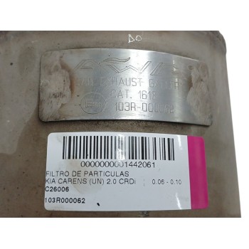 Recambio de filtro de particulas para kia carens iii monospace (un) 2.0 crdi 140 referencia OEM IAM 103R000062  