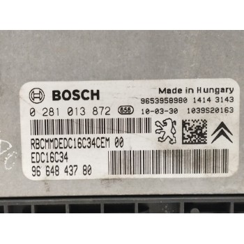 Recambio de centralita motor uce para citroën c3 picasso 1.6 16v hdi referencia OEM IAM 9664843780 0281013872 9653958980