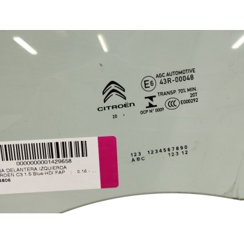 Recambio de luna delantera izquierda para citroën c3 1.5 blue-hdi fap referencia OEM IAM   