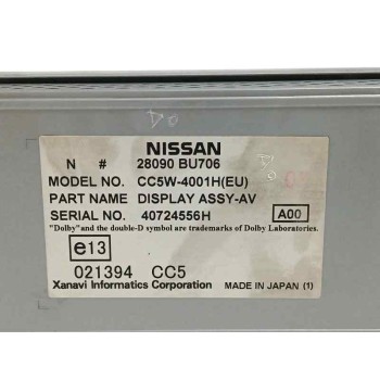 Recambio de pantalla multifuncion para nissan almera tino (v10) 2.2 dci referencia OEM IAM 28090BU706 CC5W4001H 40724556H