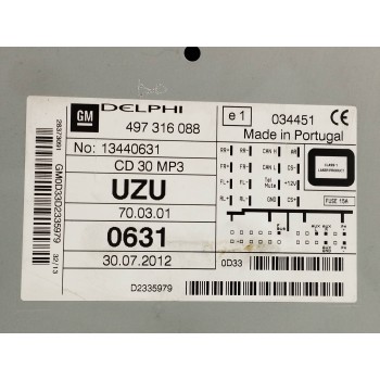 Recambio de sistema audio / radio cd para opel corsa d 1.3 16v cdti referencia OEM IAM 13440631 497316088 