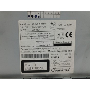 Recambio de sistema audio / radio cd para toyota avensis cross sport (t27) 1.8 16v cat referencia OEM IAM 8612005150 CQJS6870G 