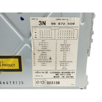 Recambio de sistema audio / radio cd para chevrolet captiva 2.0 diesel cat referencia OEM IAM 96672509 1220009540B101 