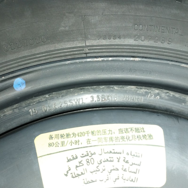 NEUMATICO REPUESTO 3 5BX16 ET32 5H 5X108