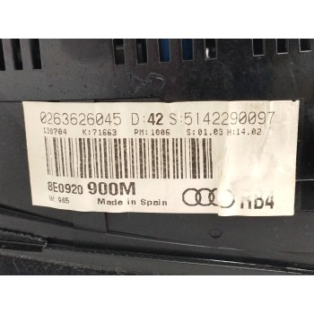 Recambio de cuadro instrumentos para audi a4 berlina (8e) 1.9 tdi (96kw) referencia OEM IAM 8E0920900M 0263626045 