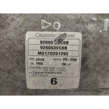Recambio de compresor aire acondicionado para nissan pulsar (c13) 1.5 turbodiesel cat referencia OEM IAM 926003VC6B  