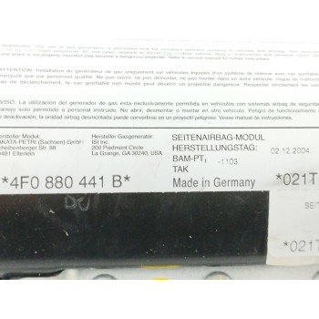 Recambio de airbag lateral trasero izquierdo para audi a6 berlina (4f2) 3.0 v6 24v tdi referencia OEM IAM 4F0880441B  