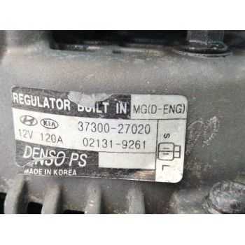 Recambio de alternador para hyundai tucson (jm) 2,0 crdi vgt classic 4x2 referencia OEM IAM 3730027030 021319310 120A