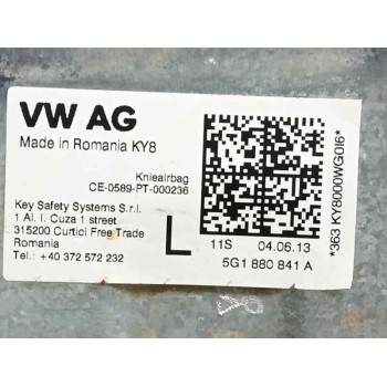 Recambio de airbag delantero izquierdo para volkswagen golf vii lim. 1.6 tdi dpf referencia OEM IAM 5G1880841 DE RODILLAS 