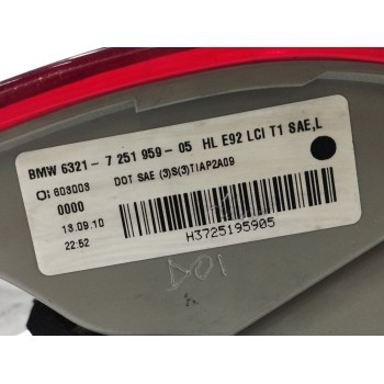 Recambio de piloto trasero izquierdo para bmw serie 3 coupe (e92) 325d referencia OEM IAM 7251959 VEHICULO INGLES 